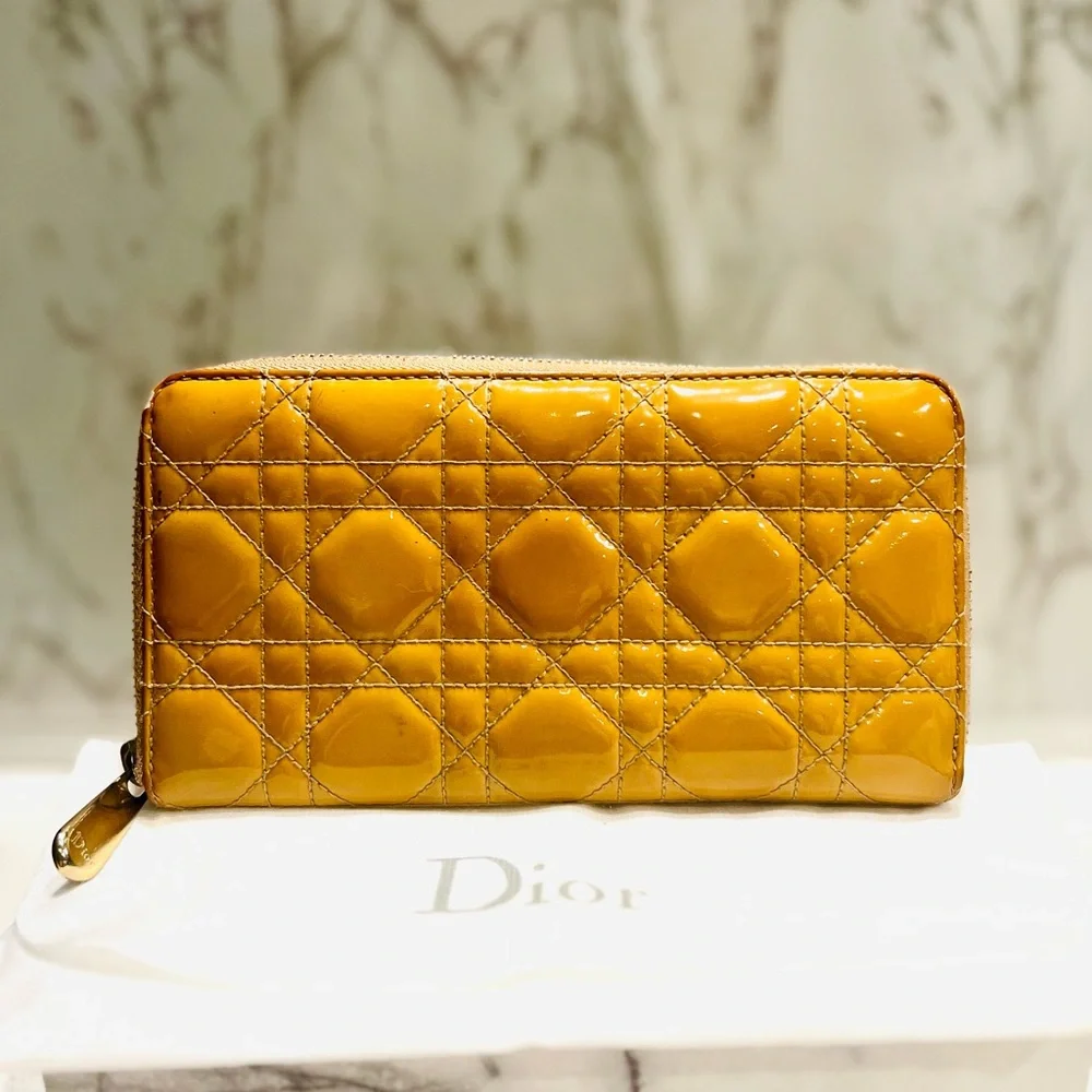 Lady Dior Yellow Cannage Long Wallet
